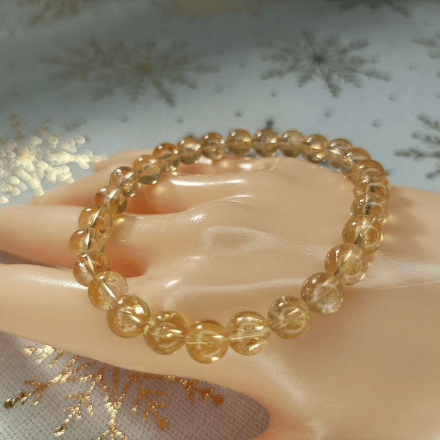 Améthyste Jaune/ Bracelet Boules de 6 mm / Rondes et Polies en Pierres Naturelles