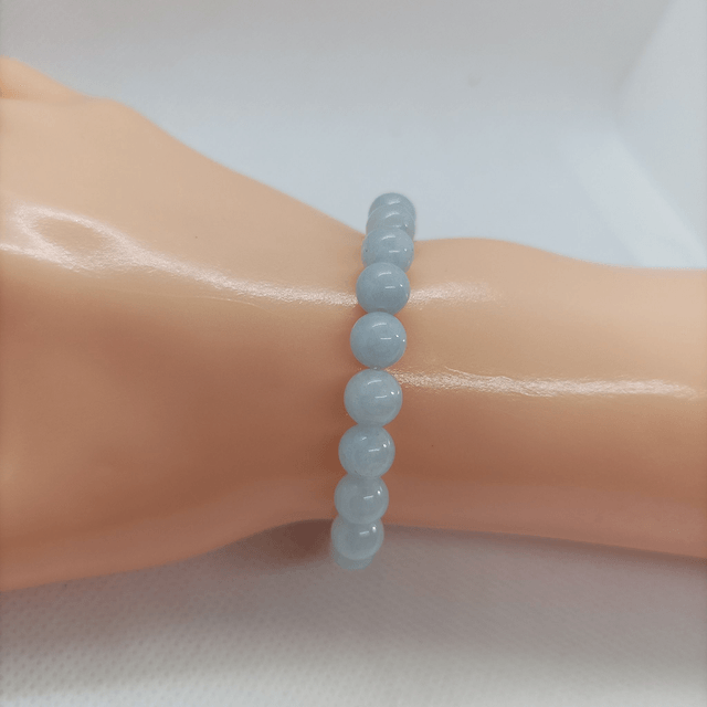 Aigue Marine / Bracelet Boules de 6 mm / Rondes et Polies en Pierres Naturelles