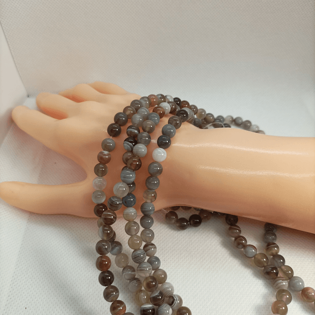 Agate de Botswana / Fil de Perles en 6 mm / Boules en Pierres Naturelles Rondes et Polies