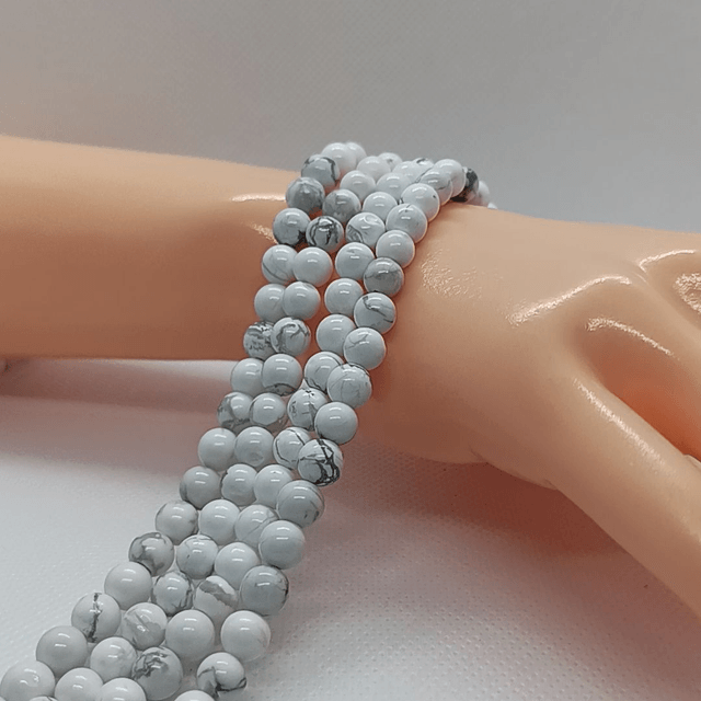 Howlite Perles Rondes Polies - Fil Complet