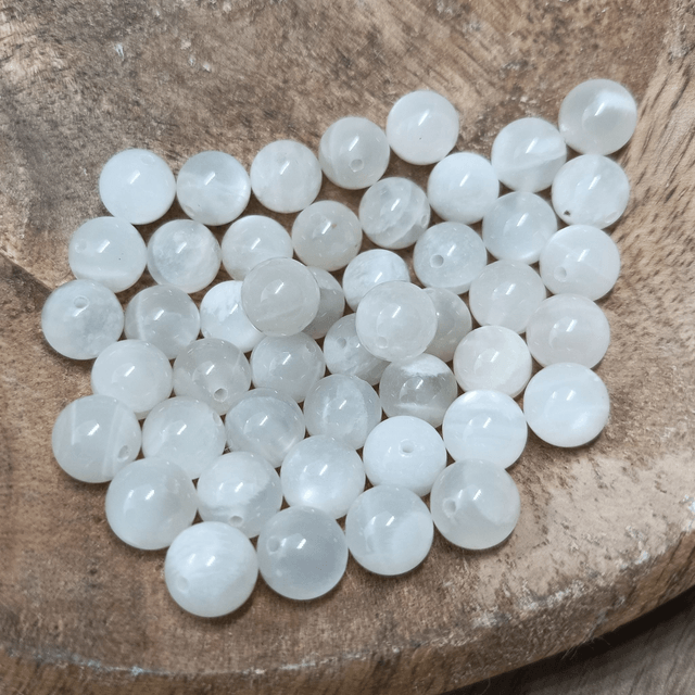 Pierre de Lune Blanche Fumée / Boule de 8 mm à l'unité / Pierres Naturelles Rondes et Polies