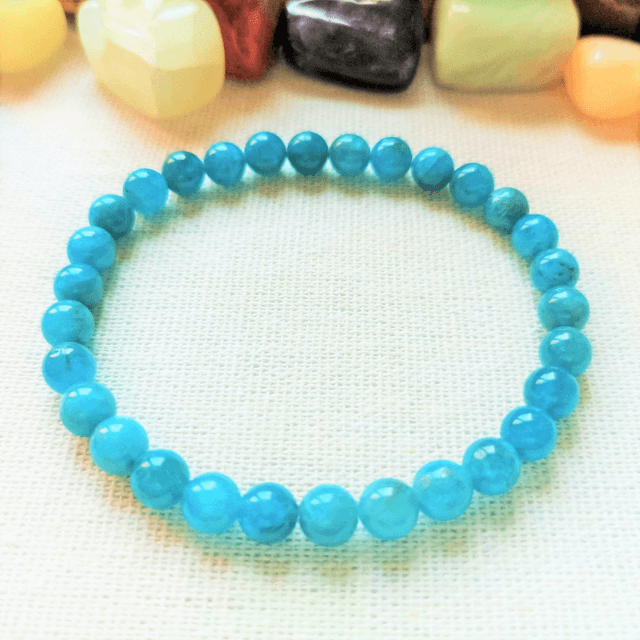 Apatite Bleue / Bracelet Boules de 6 mm / Rondes et Polies en Pierres Naturelles