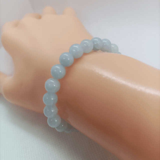 Aigue Marine / Bracelet Boules de 6 mm / Rondes et Polies en Pierres Naturelles