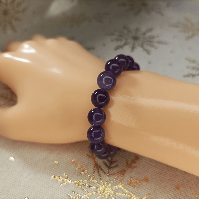 Améthyste Violette / Bracelet Boules de 8 mm / Rondes et Polies en Pierres Naturelles