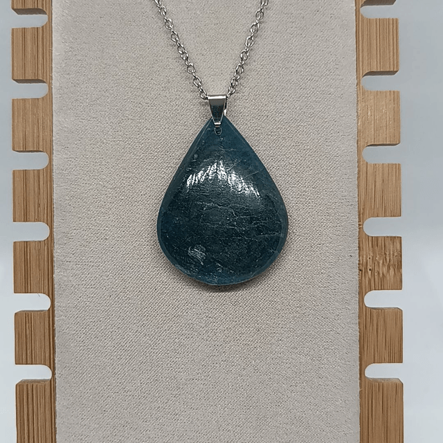 Apatite Bleue / Pendentif Goutte / Pierre Naturelle Plate