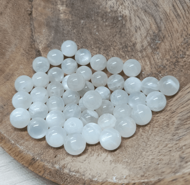 Pierre de Lune Blanche Fumée / Boule de 8 mm à l'unité / Pierres Naturelles Rondes et Polies