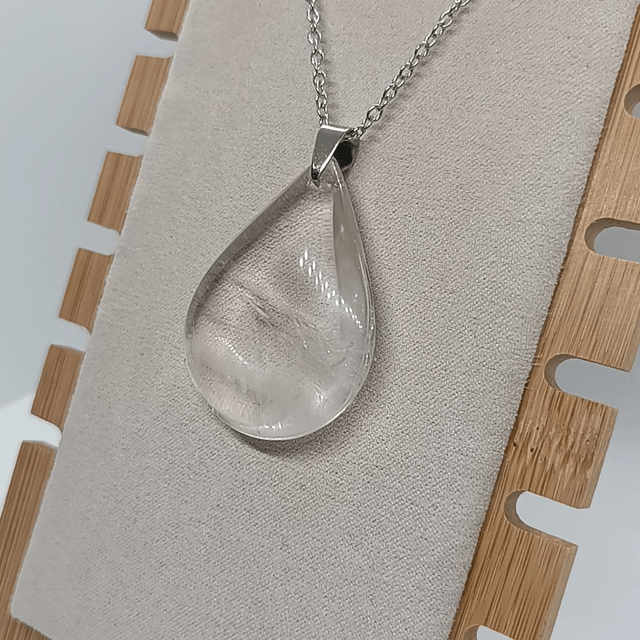 Cristal de Roche / Pendentif Goutte / Pierre Plate 