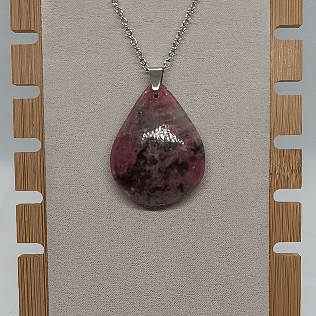 Rhodonite Marbrée / Pendentif Goutte / Pierre Plate