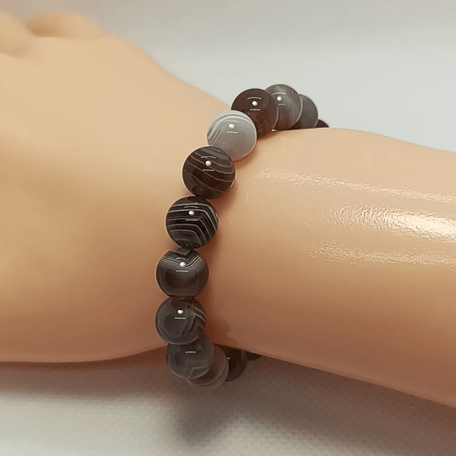 Agate de Botswana / Bracelet Boules de 8 mm / Rondes et Polies en Pierres Naturelles