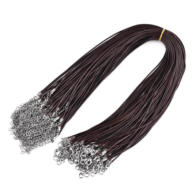 Collier Cordon Coton Ciré Marron Apprêt Bijoux 43,5 cm / 1,5 mm - DIY Création Bijoux