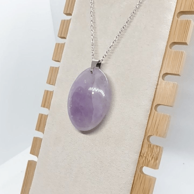 Améthyste / Pendentif Ovale / Pierre Plate