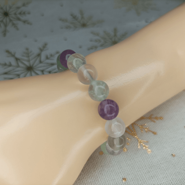 Fluorite / Bracelet Boules de 8 mm / Rondes et Polies en Pierres Naturelles