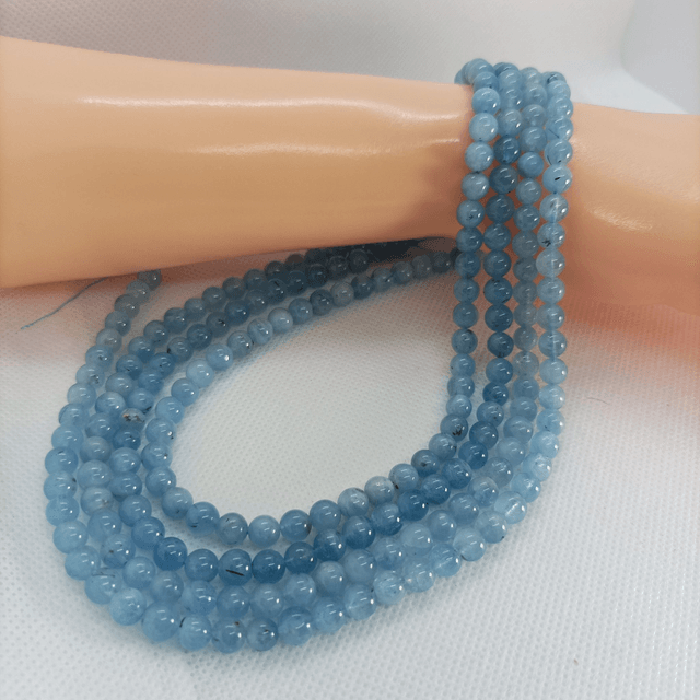 Aigue Marine / Fil de Perles en 6 mm / Boules en Pierres Naturelles Rondes et Polies