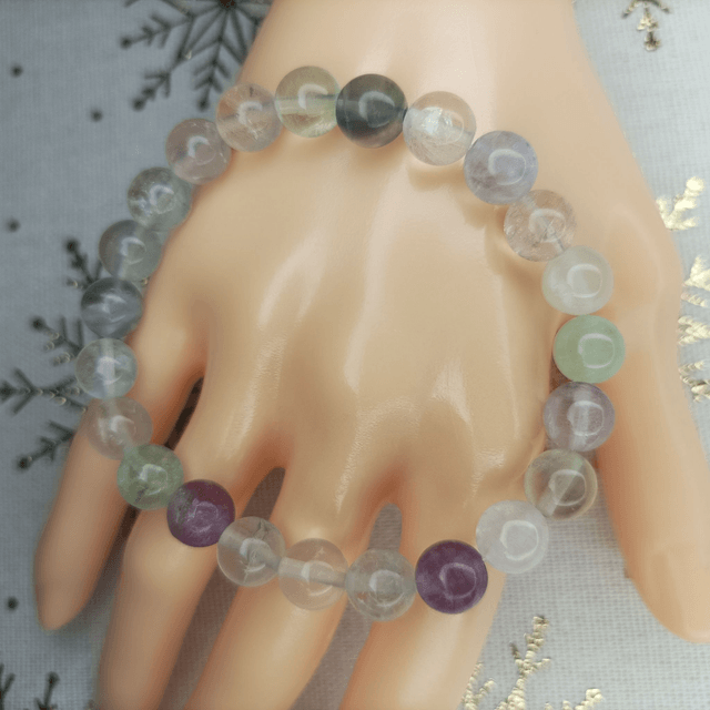 Fluorite / Bracelet Boules de 8 mm / Rondes et Polies en Pierres Naturelles