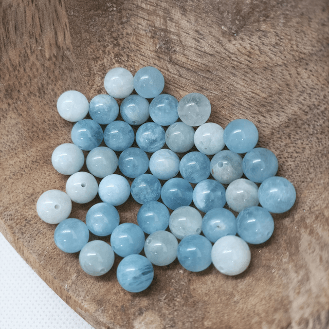 Aigue Marine / Boule de 8 mm à l'unité / Pierres Naturelles Rondes et Polies