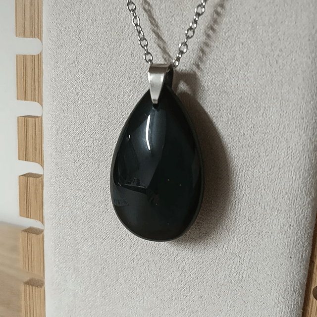Obsidienne Noire / Oeil Céleste / Pendentif Goutte