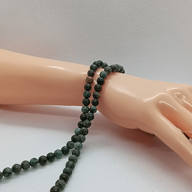 Turquoise Africaine Perles Rondes Polies - Fil Complet
