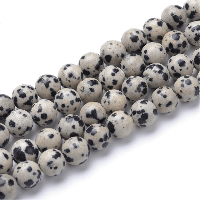 Jaspe Dalmatien Perles Rondes Polies - A l'unité