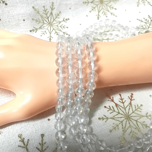 Quartz Aqua Aura Blanc / Fil de Perles en 6 mm / Boules en Pierres Rondes et Polies