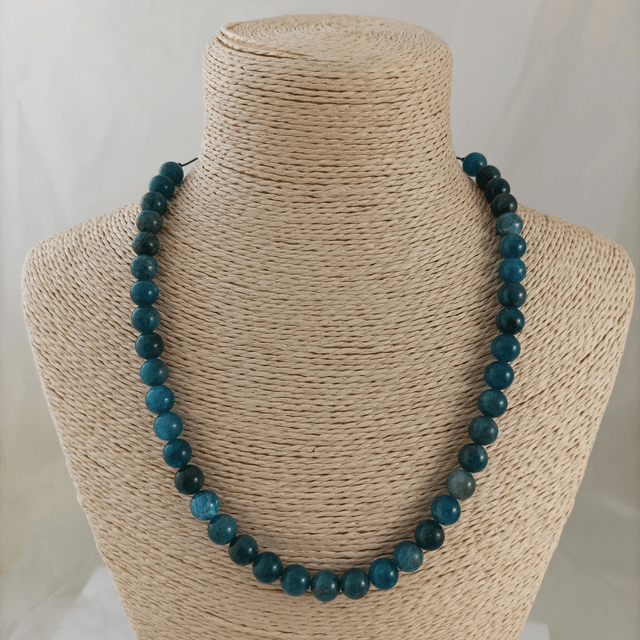 Apatite Bleue / Collier de Perles en 8 mm / Boules en Pierres Naturelles Rondes et Polies