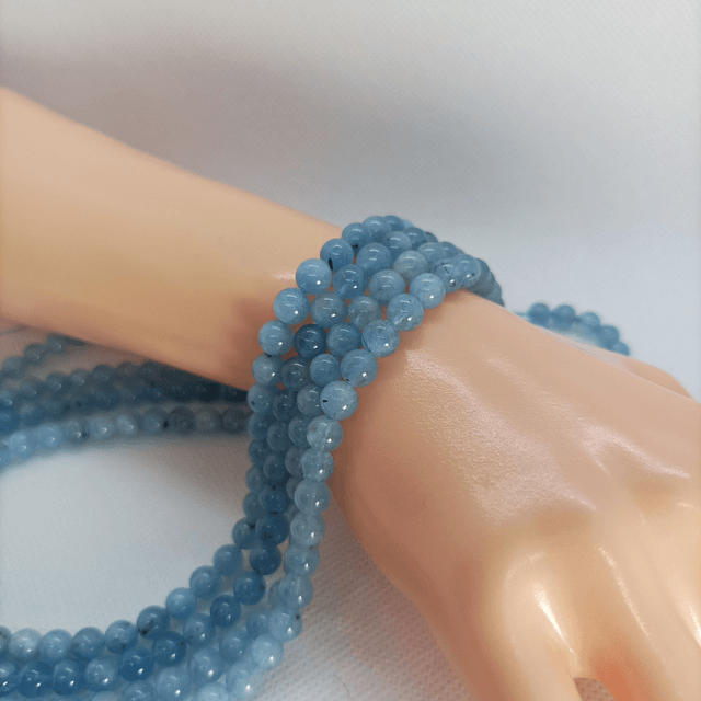 Aigue Marine / Fil de Perles en 6 mm / Boules en Pierres Naturelles Rondes et Polies