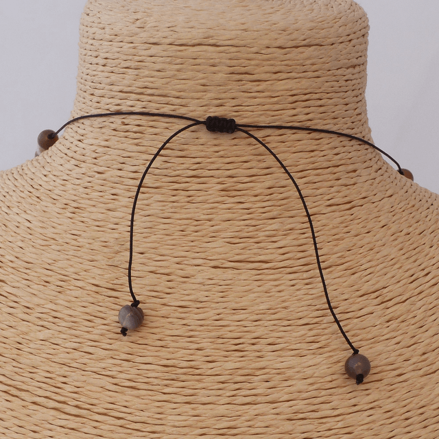 Agate de Botswana / Collier de Perles en 6 mm / Boules en Pierres Naturelles Rondes et Polies