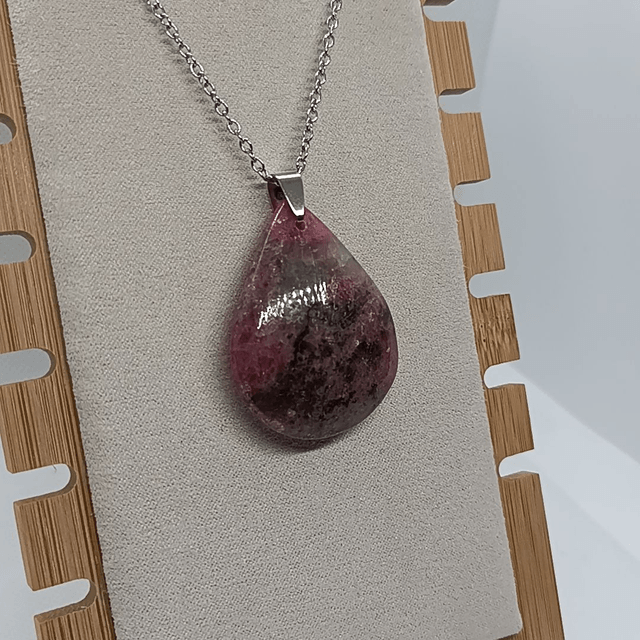 Rhodonite Marbrée / Pendentif Goutte / Pierre Plate