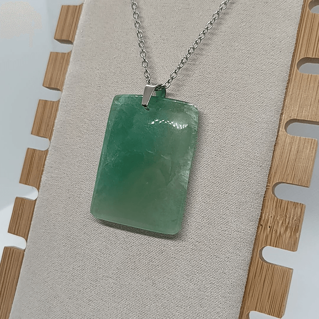 Fluorine Verte / Pendentif Rectangle / Pierre Plate
