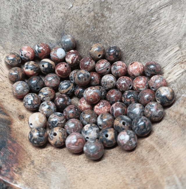 Jaspe Léopard / Boule de 6 mm à l'unité / Pierres Naturelles Rondes et Polies