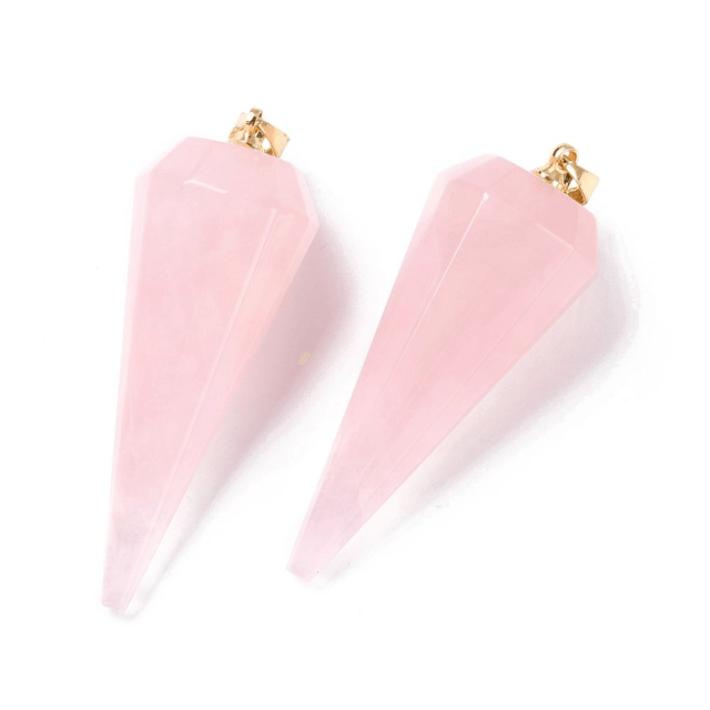 Quartz Rose Facetté en cône - Pendule Radiesthésie.