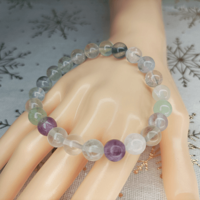 Fluorite / Bracelet Boules de 6 mm / Rondes et Polies en Pierres Naturelles