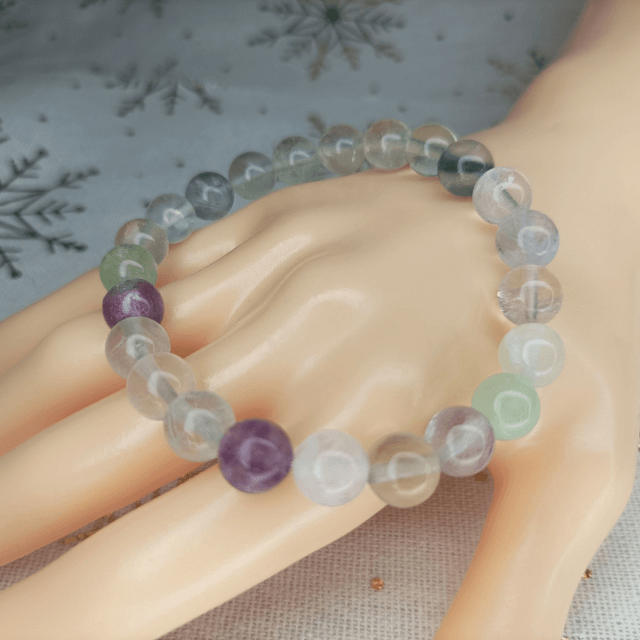 Fluorite / Bracelet Boules de 8 mm / Rondes et Polies en Pierres Naturelles