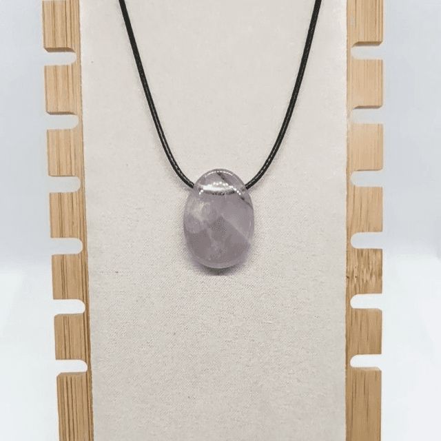 Améthyste Rubanée de Malawi / Pendentif Ovale / Pierre Naturelle Percée Latéralement