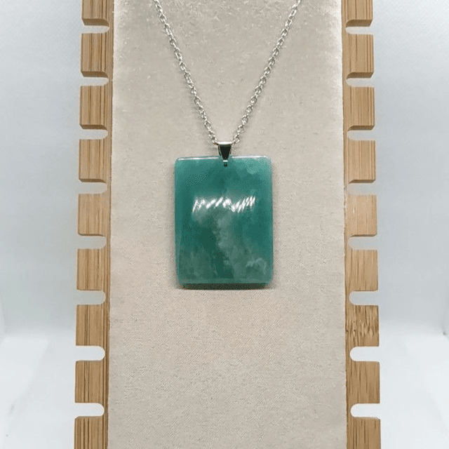 Amazonite / Pendentif Rectangle / Pierre Naturelle Plate