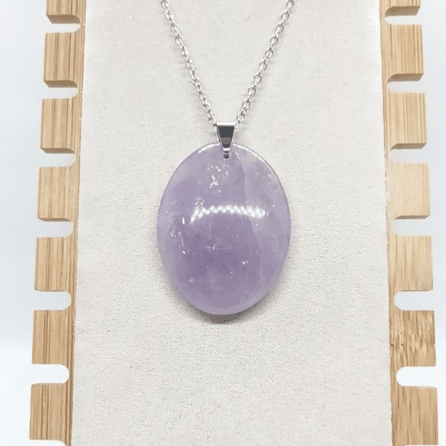 Améthyste / Pendentif Ovale / Pierre Plate