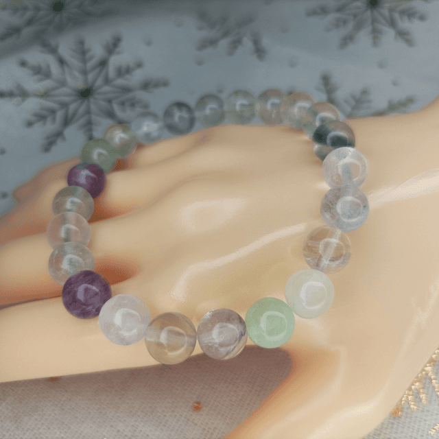 Fluorite / Bracelet Boules de 8 mm / Rondes et Polies en Pierres Naturelles