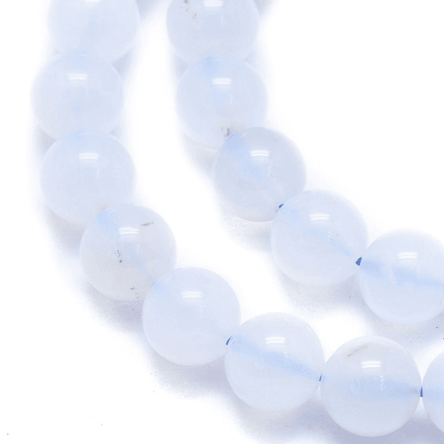Calcédoine Bleue Perles Rondes Polies - A l&#039;unité