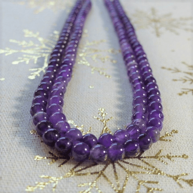 Améthyste Violette / Fil de Perles en 6 mm / Boules en Pierres Naturelles Rondes et Polies