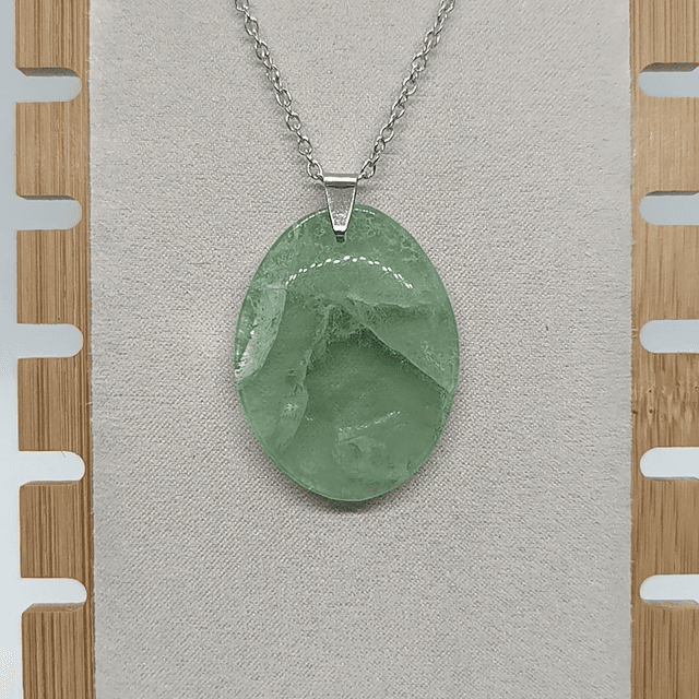 Fluorine Verte / Pendentif Ovale / Pierre Plate
