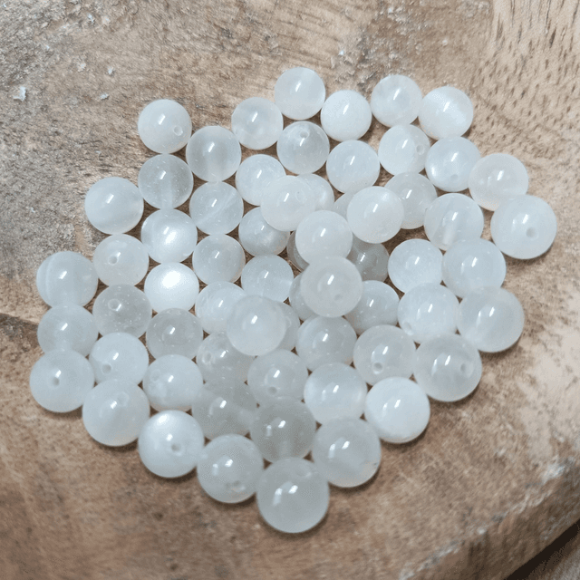 Pierre de Lune Blanche Fumée / Boule de 6 mm à l&#039;unité / Pierres Naturelles Rondes et Polies