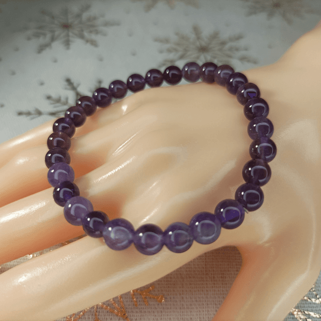 Améthyste Violette / Bracelet Boules de 8 mm / Rondes et Polies en Pierres Naturelles