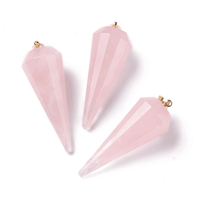 Quartz Rose Facetté en cône - Pendule Radiesthésie.