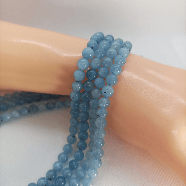 Aigue Marine / Fil de Perles en 6 mm / Boules en Pierres Naturelles Rondes et Polies