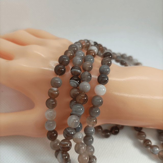 Agate de Botswana / Fil de Perles en 6 mm / Boules en Pierres Naturelles Rondes et Polies