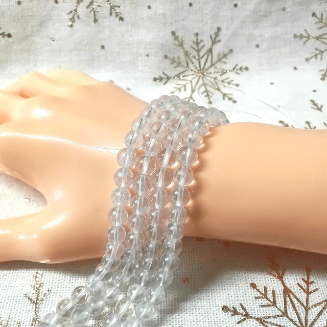 Quartz Aqua Aura Blanc / Fil de Perles en 6 mm / Boules en Pierres Rondes et Polies