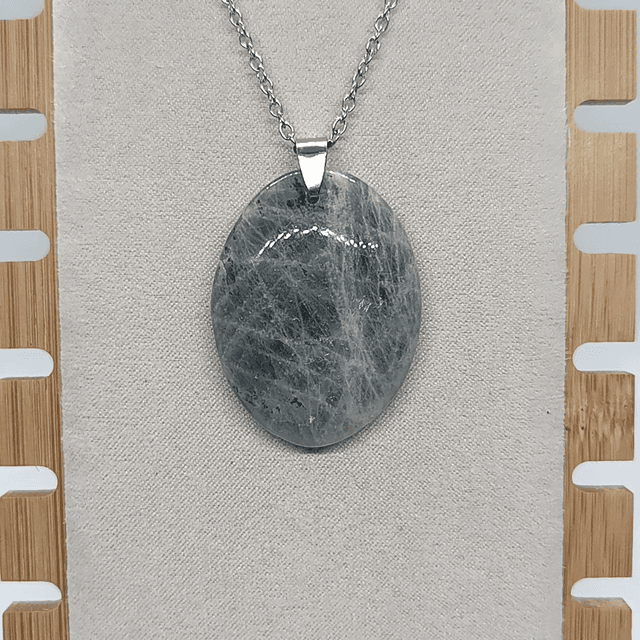 Labradorite Violette / Pendentif Ovale / Pierre Plate