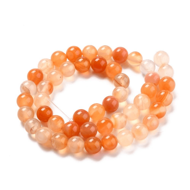 Cornaline Perles Rondes Polies - Fil Complet