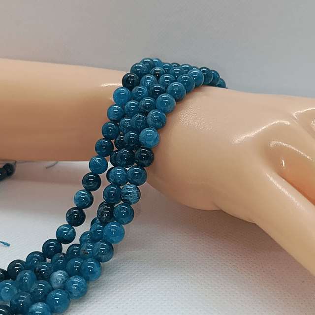Apatite Bleue / Fil de Perles en 6 mm / Boules en Pierres Naturelles Rondes et Polies