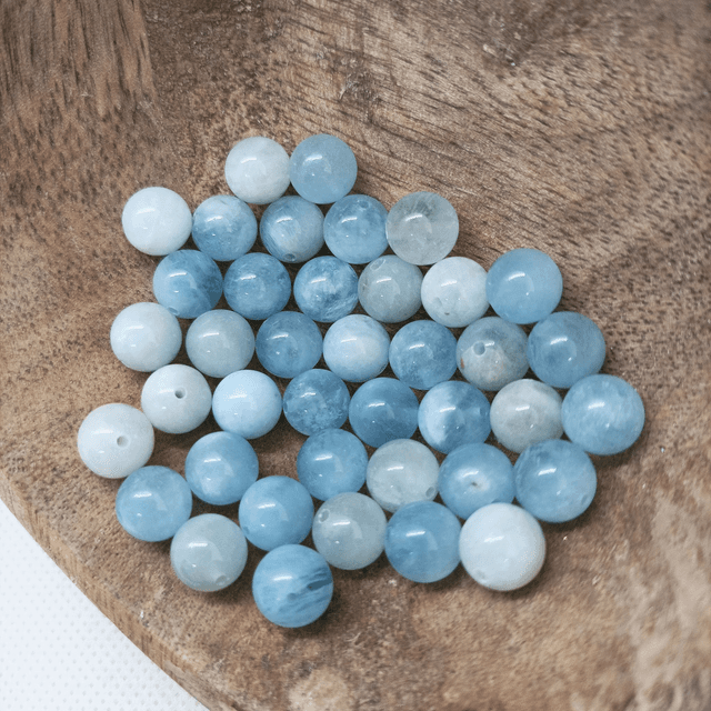Aigue Marine / Boule de 8 mm à l&#039;unité / Pierres Naturelles Rondes et Polies