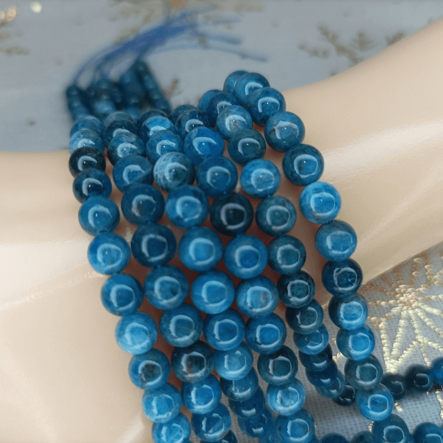 Apatite Bleue / Fil de Perles en 6 mm / Boules en Pierres Naturelles Rondes et Polies